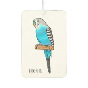 Blue budgerigar bird cartoon illustration car air freshener