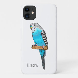 Blue budgerigar bird cartoon illustration  Case-Mate iPhone case