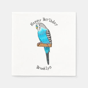 Blue budgerigar bird cartoon illustration napkin