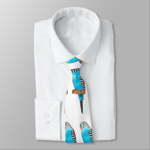 Blue budgerigar bird cartoon illustration  tie