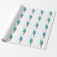 Blue budgerigar bird cartoon illustration