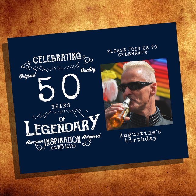 Blue Budget 50th Birthday Invitation Flyer (Creator Uploaded)