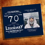 Blue Budget 70th Birthday Invitation Flyer<br><div class="desc">Celebrate the golden age of your loved one's life with this budget-friendly 70th birthday invitation flyer! Featuring a vintage-style design, this invite will be the perfect way to commemorate turning 70. Customise with a special photo of your loved one and your own special message, and let your guests know it's...</div>