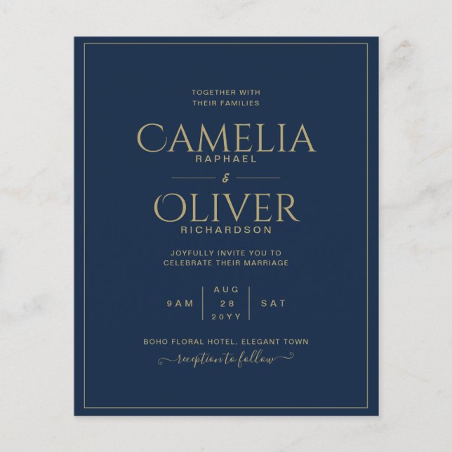 BLUE BUDGET Modern Elegant Classic Wedding Flyer (Front)