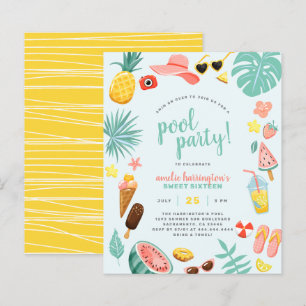 Blue   Budget Pineapple Tropical Pool Party