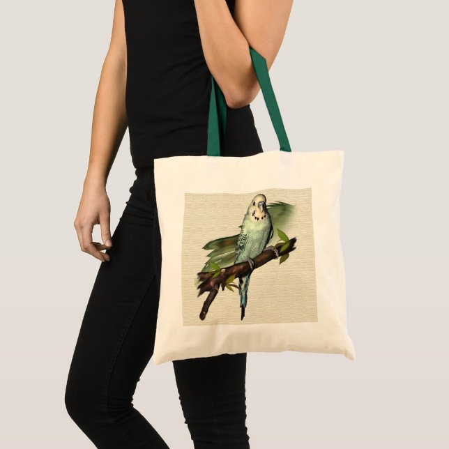 Blue Budgie Canvas Tote Bag (Front (Product))