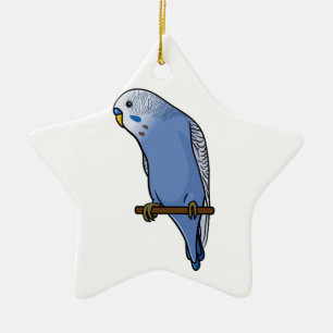 Blue Budgie Ceramic Tree Decoration