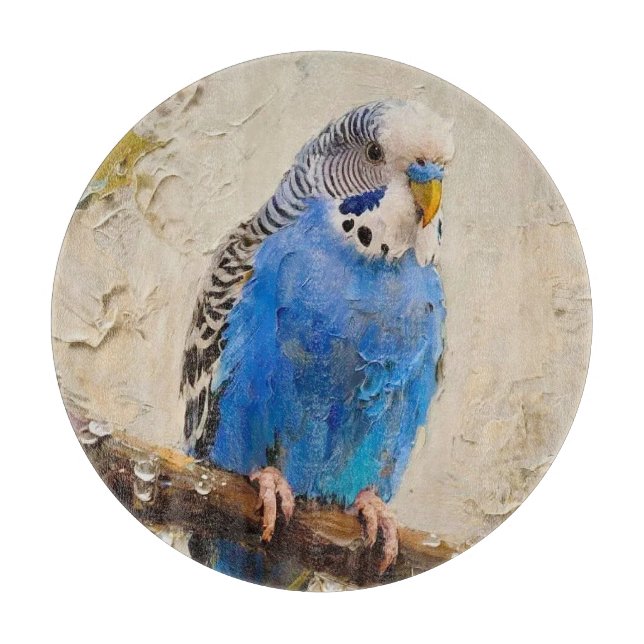 Blue Budgie Cutting Board (Front)