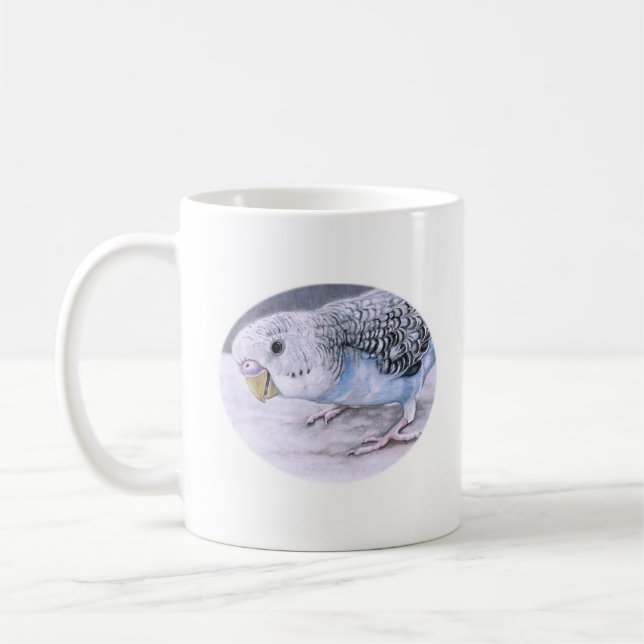 Blue Budgie Parakeet Bird Art Mug (Left)
