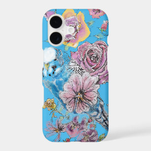 Blue Budgie Watercolor floral Galaxy Phone Case S5