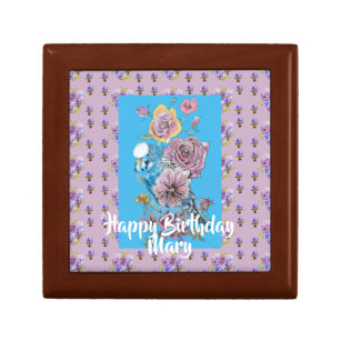 Blue Budgie Watercolor floral Ladies Gift Box