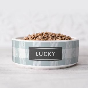 Blue Buffalo Check Monogram Editable Colours Bowl