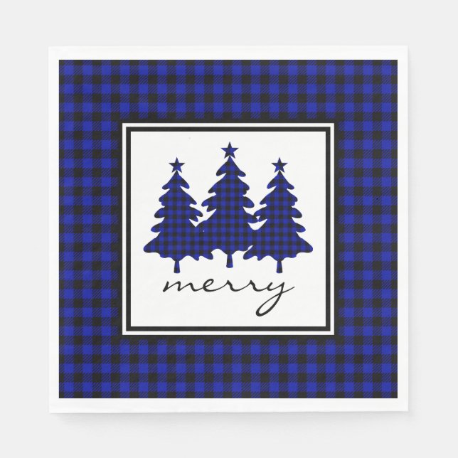Blue Buffalo Check Pine Trees Napkin (Front)