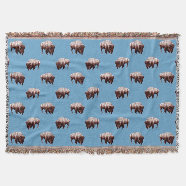 Blue Buffalo Herd Throw Blanket (Front)