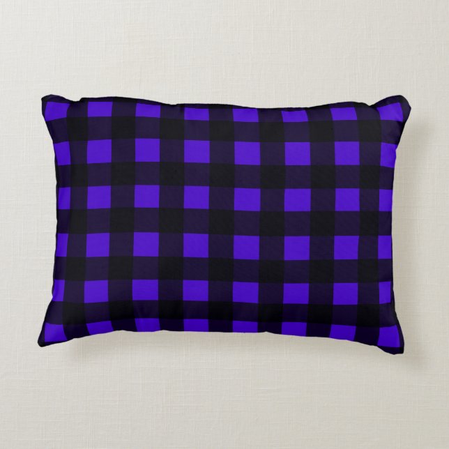 Blue Buffalo Large Plaid Decorative Cushion (Back)