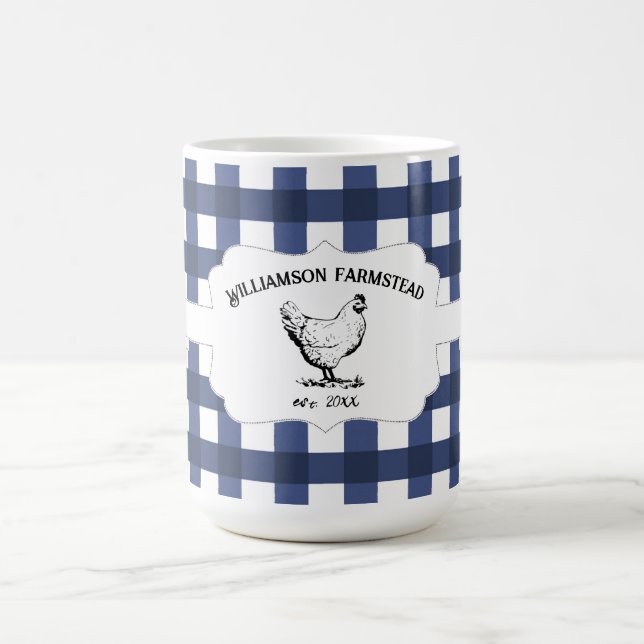 Blue Buffalo Plaid Farm Chicken Coffee Mug (Center)
