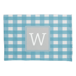 Blue Buffalo Plaid Monogram Pillowcase