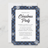 Blue Buffalo Plaid Snowflake Christmas Party