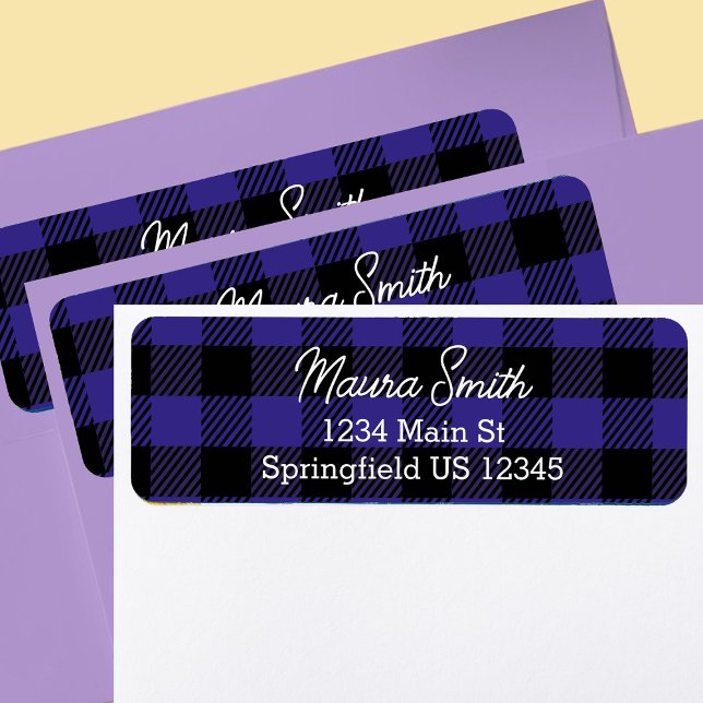 Blue buffalo plaid winter return address (Creator Uploaded)