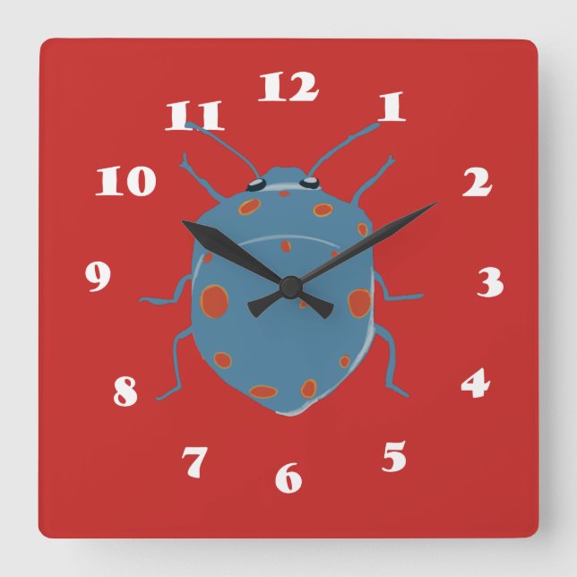 Blue Bugs Art  Square Wall Clock (Front)