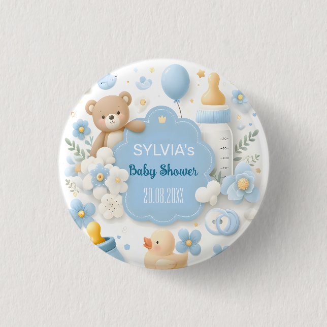 Blue Bundle Joy: Baby Boy Shower 3 Cm Round Badge (Front)