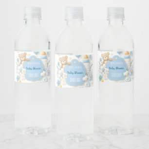 Blue Bundle Joy: Baby Boy Shower Water Bottle Label