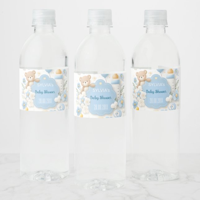 Blue Bundle Joy: Baby Boy Shower Water Bottle Label (Bottles)