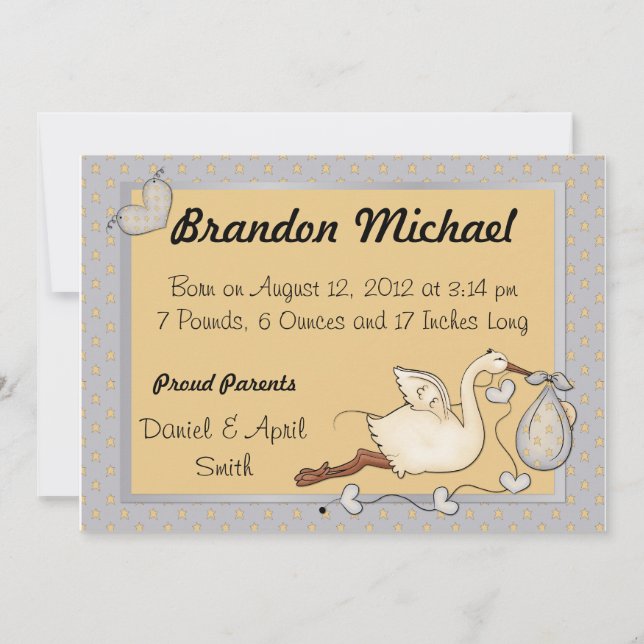 Blue Bundle of Joy Baby Announcements (Front)