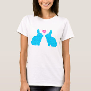 Blue Bunnies and Pink Heart T-Shirt