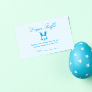 Blue Bunny Baby Shower Diaper Raffle Enclosure Card