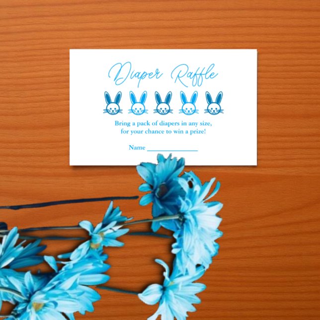 Blue Bunny Baby Shower Diaper Raffle Enclosure Card (Creator Uploaded)