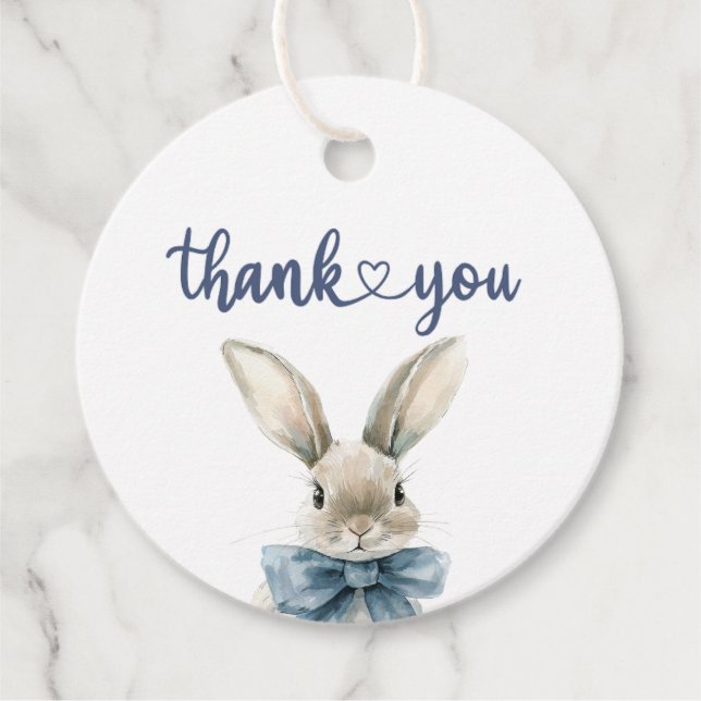 Blue Bunny Baby Shower  Favour Tags (Front)