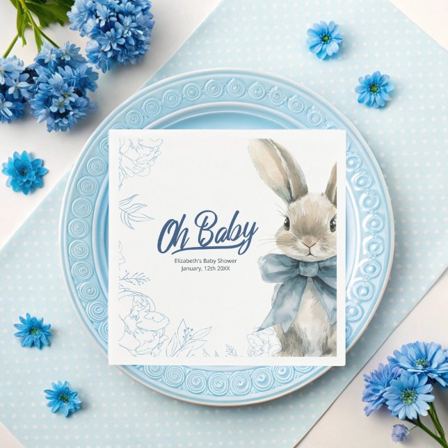 Blue Bunny Baby Shower  Napkin (Creator Uploaded)