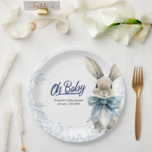 Blue Bunny Baby Shower  Paper Plate