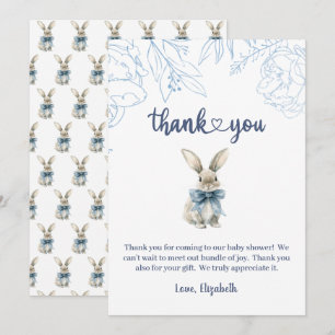 Blue Bunny Baby Shower Thank You Card