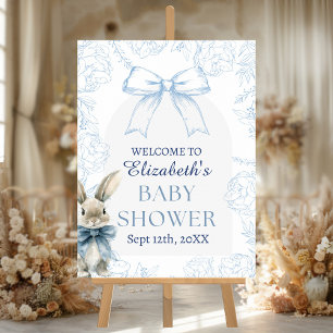 Blue Bunny Baby Shower Welcome Poster