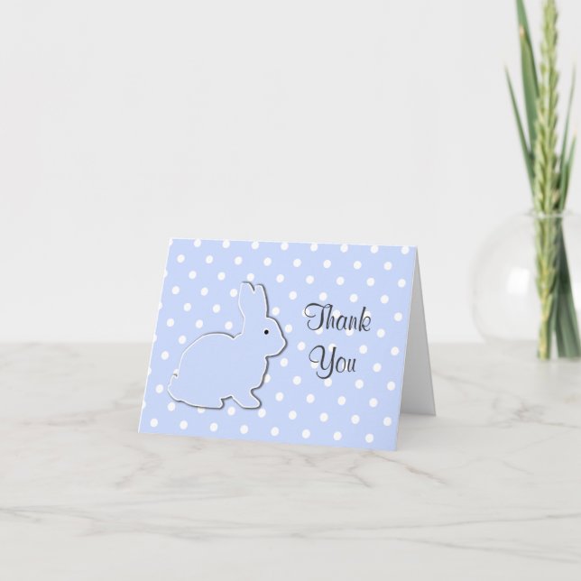 Blue Bunny Baby Thank You Note Card (Front)