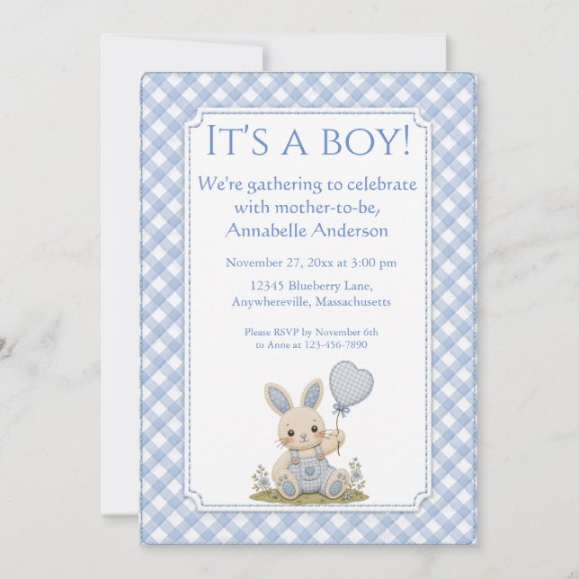 Blue Bunny Balloon Announcement (Front)