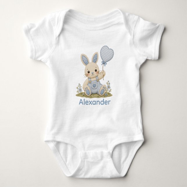 Blue Bunny Balloon Baby Bodysuit (Front)