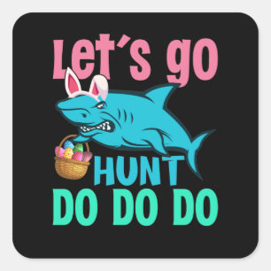 Blue Bunny Ears Shark Easter Egg Hunt Square Sticker