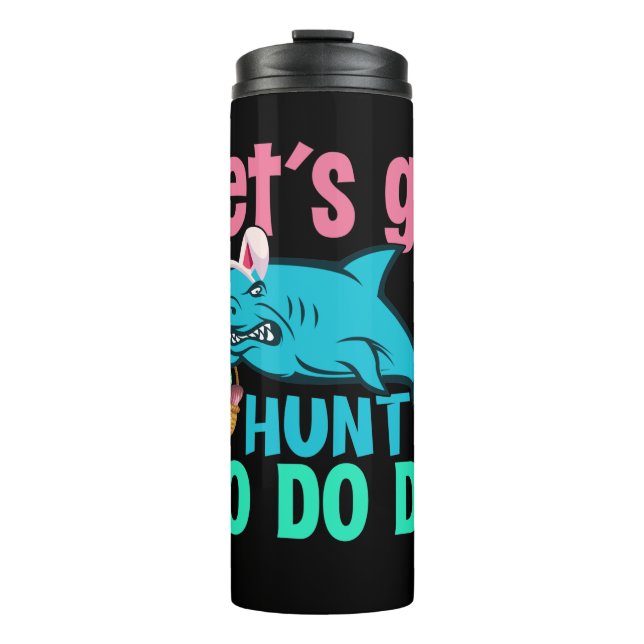 Blue Bunny Ears Shark Easter Egg Hunt Thermal Tumbler (Front)