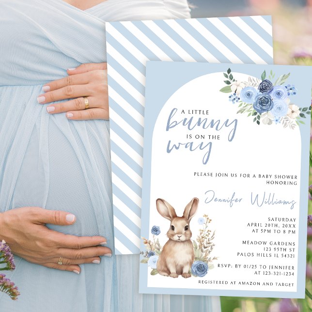 Blue bunny easter baby boy shower invitation (Creator Uploaded)