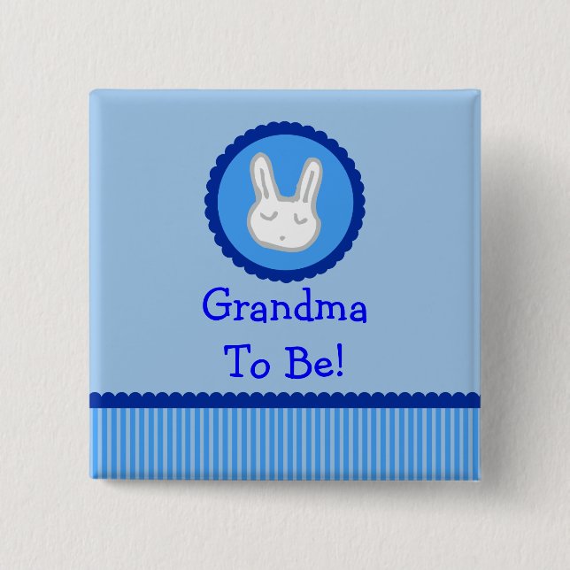 Blue Bunny "Grandma To Be" Baby Shower Button (Front)