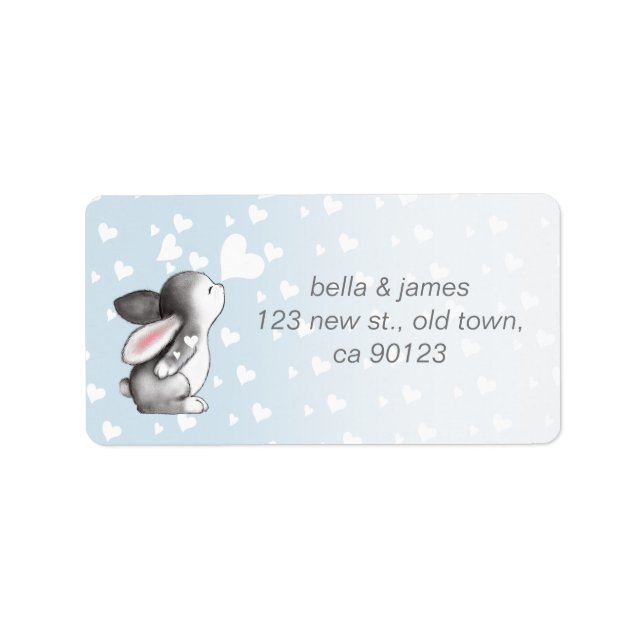 Blue bunny heart confetti address labels (Front)