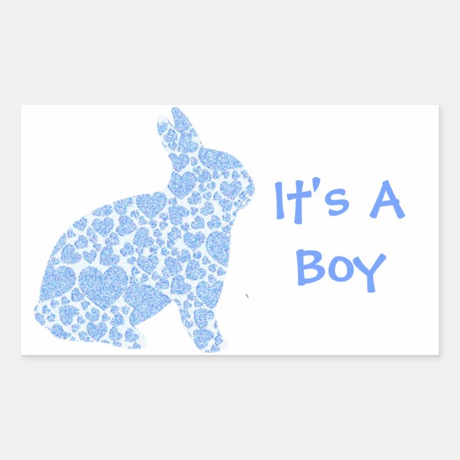 Blue Bunny It's a Boy Rectangular Sticker (Front)