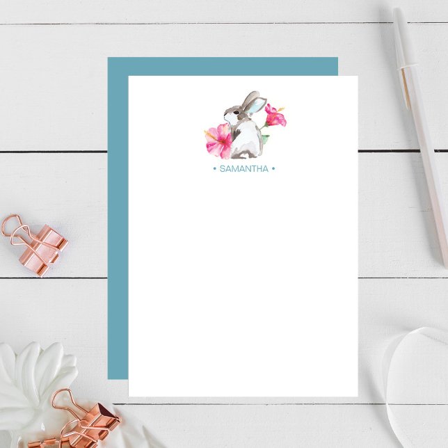 Blue Bunny Personalised Stationery Note Card (Creator Uploaded)