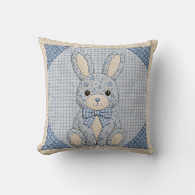 Blue Bunny Quilt Cushion (Front)