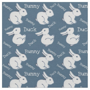 Blue Bunny Rabbit Duck Illusion Child's Nursery Fabric
