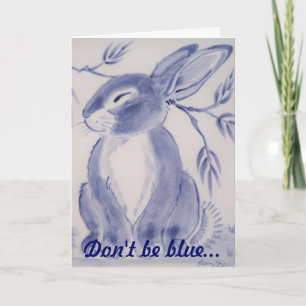 Blue Bunny Rabbit Get Well Card