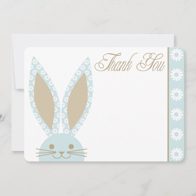 Blue Bunny Rabbit Thank you card (Front)